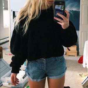 Free People Soft chenille black cropped sweater